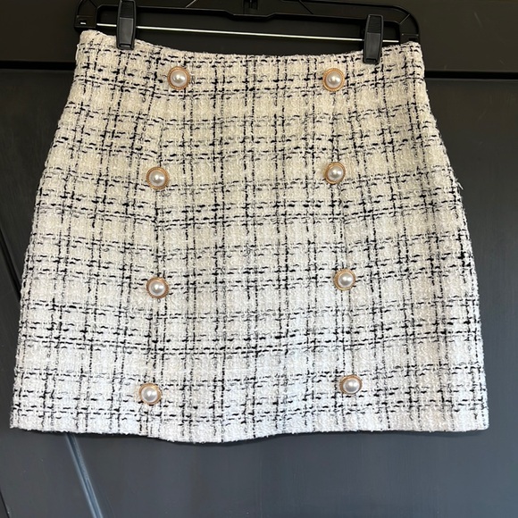 High Waist Tweed Plaid Mini Skirt - Picture 6 of 16